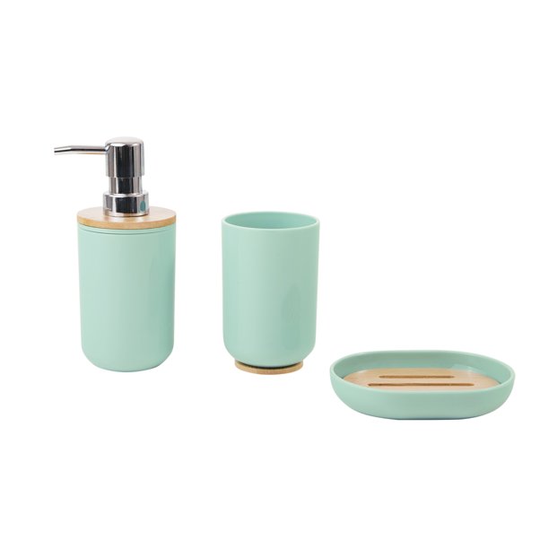 Mainstays Alexander 3Piece Bathroom Accessory Set, Aqua