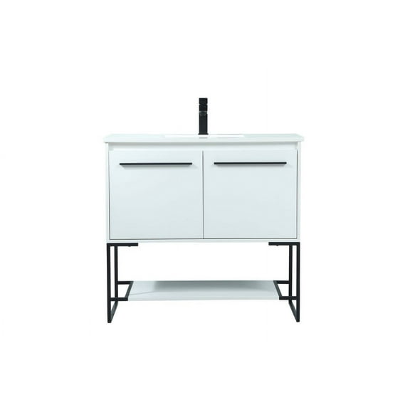 36 inch single bathroom vanity in white