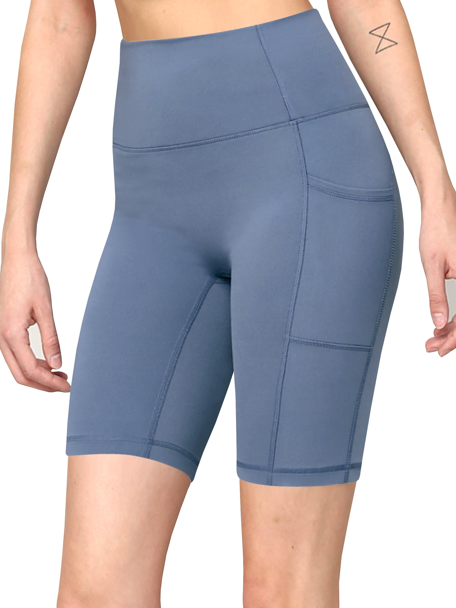 Made by Johnny Women's High Waisted Above the Knee Yoga Biker Shorts