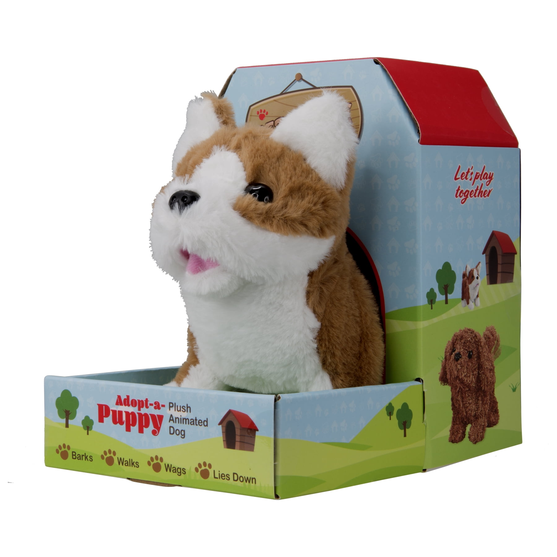 GPX Plush Battery Powered Toy Dog, GT10DOGSW, Brown and White