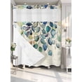 thumbnail image 4 of Blue Teal Botanical No Hook Shower Curtain Waterproof,Bathroom Curtains with Snap in Liners and See Through Top Window,Weeping Fall Eucalyptus Leaves Rustic Hotel Bathtub Curtains Shower 72"Wx72"L, 4 of 8