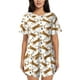 thumbnail image 1 of Balery Leopard Print Conjunto de Pijama para Mujer con Estampado, Dos Piezas de Manga Corta y Shorts, Ropa de Dormir Suave con Cuello Redondo y Bolsillos-Medium, 1 of 6