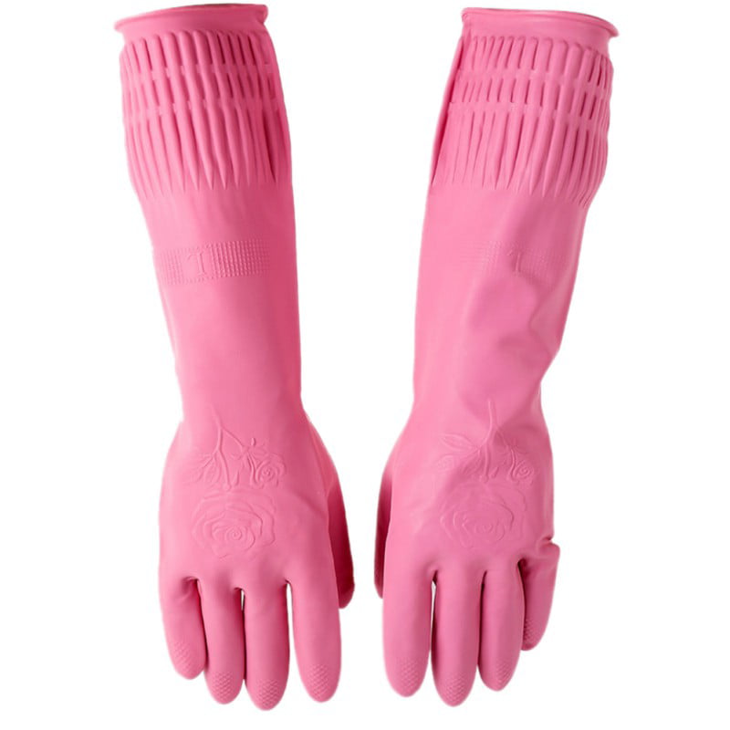 Details about   1 Pair Dish Washing Gloves Silicone Rubber Long Sleeve Cleaning Glovers S/M/L/XL 