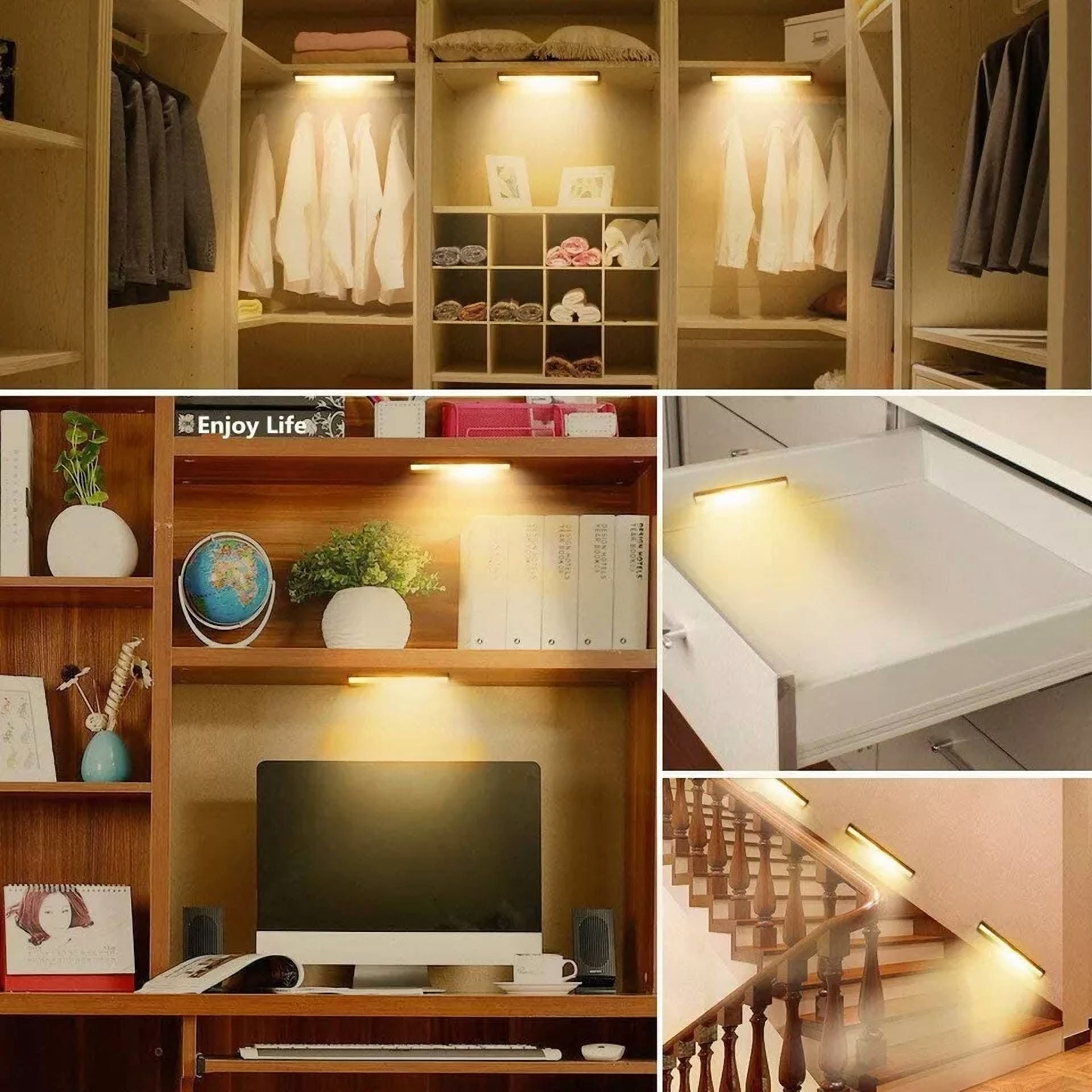 Wireless Motion Sensor Under Cabinet Closet Light Kitchen Counter Led Night Lamp