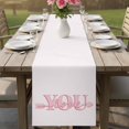 thumbnail image 5 of Valentine's Day Cotton Linen Table Runner for Dining Kitchen, Pink Love You with Arrow Minimalist Wedding Outdoor Party Tablerunners Decoration, Dresser Scarf Coffee Tablecloth Runners 13x36 Inches, 5 of 8