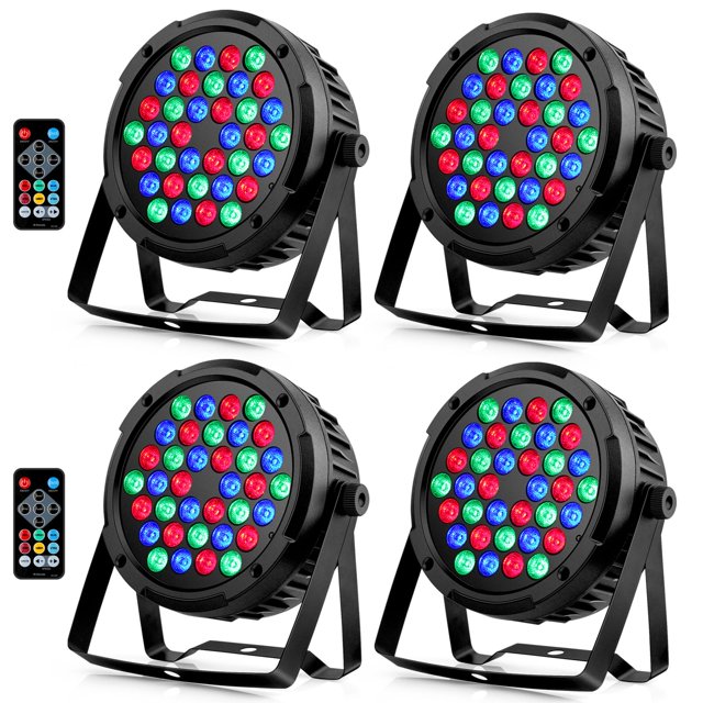 Par Lights OPPSK 36 LED RGB 36 W, paquete de 4 con control remoto DMX