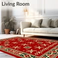 thumbnail image 2 of ODIKA 6'x9' Machine Washable Non-Slip Area Rug, Festive Holiday Needlework Yarn Hook Project Gift High Traffic Rug with Pad, Red, 648922, 2 of 8