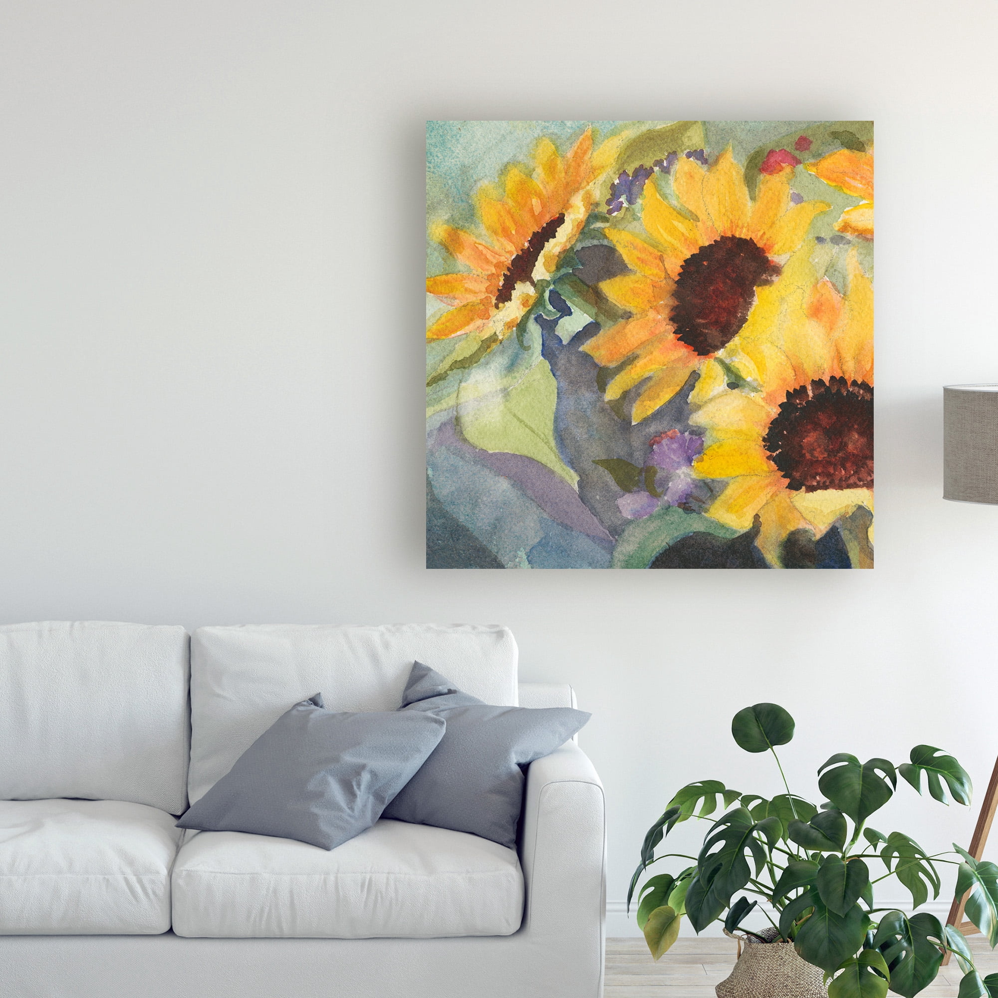 Trademark Fine Art 'Sunflowers in Watercolor I' Canvas Art by Sandra Iafrate