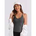 thumbnail image 4 of DARING DIVA Women's Ribbed Slim-Fit Deep V Neck Tank Tops L Dark Gray, 4 of 6