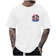 thumbnail image 2 of T-shirts for Men Print Coconut Tree Blouses Round Neck Casual Short Sleeve Round-Neck Top White XXL Mens Tops, 2 of 4