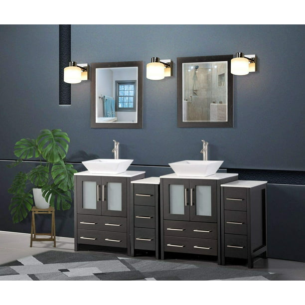 Ceramic Vessel Sink Bathroom Cabinet, Vessel Sink Vanity With Drawers