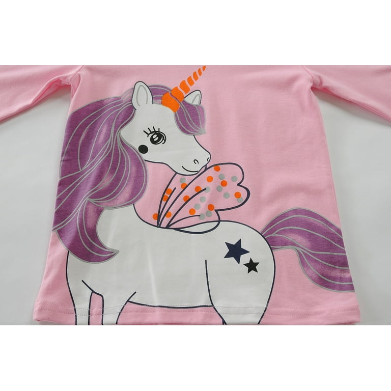 Little Hand Toddler Girl Unicorn Pajamas Sets Cotton Sleepwear 4pcs Kids Pjs 3T