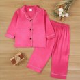 thumbnail image 2 of HFHAPW Girls Pajamas Satin Pajama Set Silky Pjs Long Sleeve Button Down Sleepwear Loungewear Sets for Kids,8-9 Y, 2 of 6