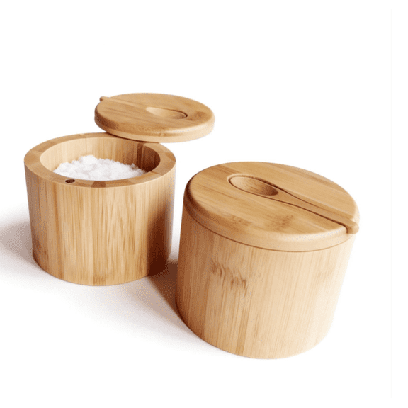 Solid Wood Magnetic Salt Box – Stackable & Airtight Kitchen Storage for Salt, Spices, and Seasonings