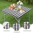 thumbnail image 4 of Black and White Checkerboard Checkered Pattern Square Fitted Tablecloth with Elastic Edge,Square Table Cover,Washable Elastic Table Cover for Home Kitchen Party Decor 36"x36", 4 of 6
