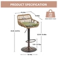 thumbnail image 2 of Homefun Rattan Bar Stools Set of 2 Adjustable Height 360 Swivel Low Back Stools with Footrest Breathable Linen Cushions, 2 of 7