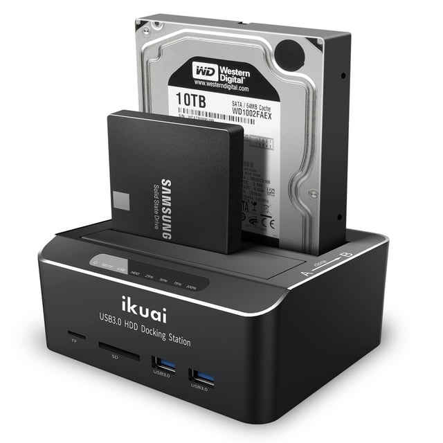 Estación de acoplamiento de disco duro para compartimentos SATA a USB 3.0 de doble bahía