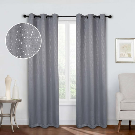 Superior Shimmer Blackout Curtains, Grommet Header, Set of 2, 42" X 96", Silver
