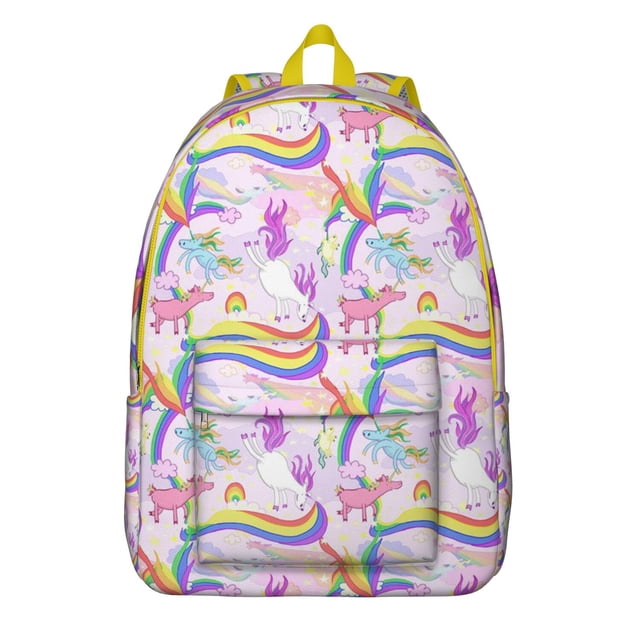 Sparkly Unicorn Rainbow Pattern School Backpack – Comfortable Carrying Travel Backpack with Large Capacity for Students, Travelers, and Female Professionals