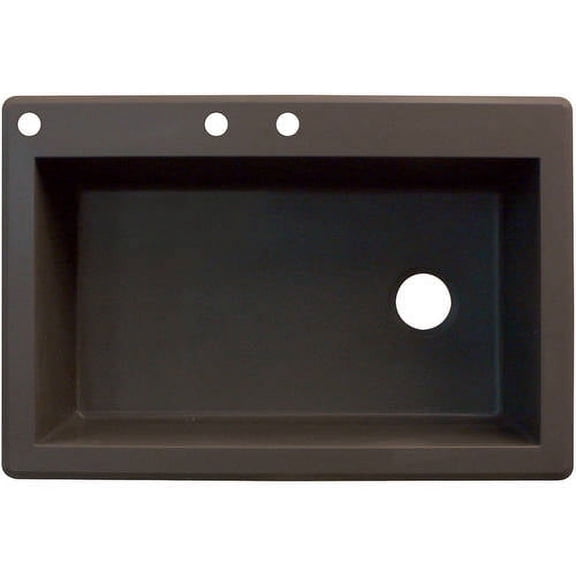 Transolid Radius 33in x 22in silQ Granite Drop-in Single Bowl Kitchen Sink with 3 CAB Faucet Holes, In Espresso