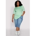 thumbnail image 3 of Womens Plus Size Varsity Stripe Sleeve Tee, 3 of 5
