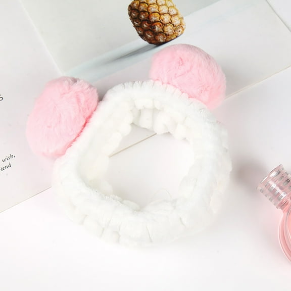 Njoeus Face Wash Headband - Lovely Bear Ears Head Band for Face Washing & Skin Care, Spa, Soft Cute Elastic Headwrap for Makeup, Shower, Teen Girls Stuff, Gift