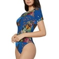 thumbnail image 2 of Balery Women'Scolorful Coral Reef Crew Neck Round Neck Short Sleeves Slim Fit Casual Basic Extender Bodysuit Daily Jumpsuit T Shirts-Large, 2 of 9