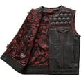 thumbnail image 4 of First Mfg Co - Hornet - Men's Motorcycle Biker Riding Black Red Leather Vest - Medium, 4 of 5