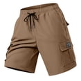 thumbnail image 3 of Fengqque Cargo Shorts for Men Elastic Waist Drawstring Quick-dry Plus Size Summer Shorts with Pockets Brown XXL(XXL), 3 of 9