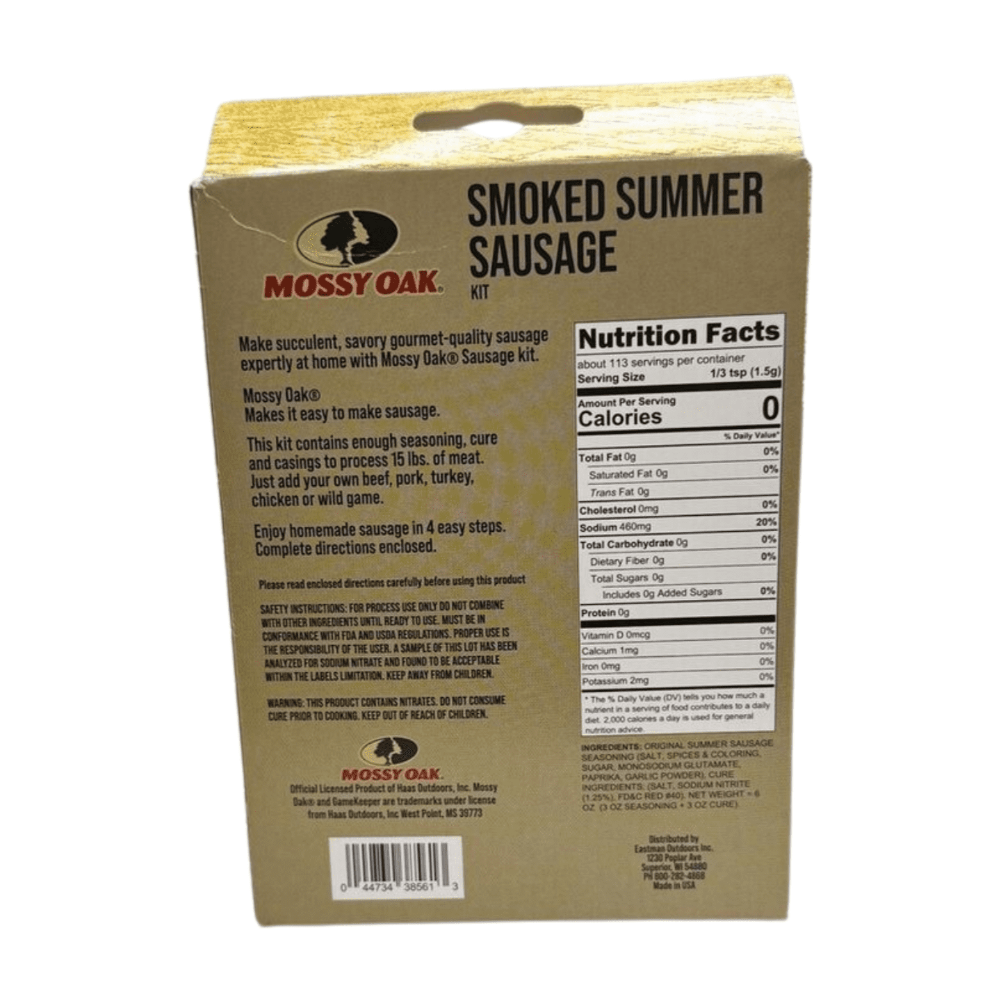 (3 pack) Mossy Oak Smoked Summer Sausage Kit, Seasons up to 15lb