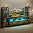 thumbnail image 2 of Dextrus LED TV Stand with Bookcase for Tvs up to 65", Entertainment Stand with Power Outlets, Rustic Brown, 2 of 6