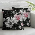 thumbnail image 3 of Chilfamy Pink Cherry Blossom Pillow Covers ,Japanese Style Watercolor Botanical Flowers Reversible Throw Pillow Covers Cases,Luxury Silvery Sequin Print Square Cushion Covers Set for Bedroom, 3 of 5