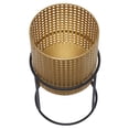 thumbnail image 6 of DecMode 23", 19", 16"H Rattan Weave Inspired Gold Metal Planter with Removeable Ring Stands (3 Count), 6 of 16