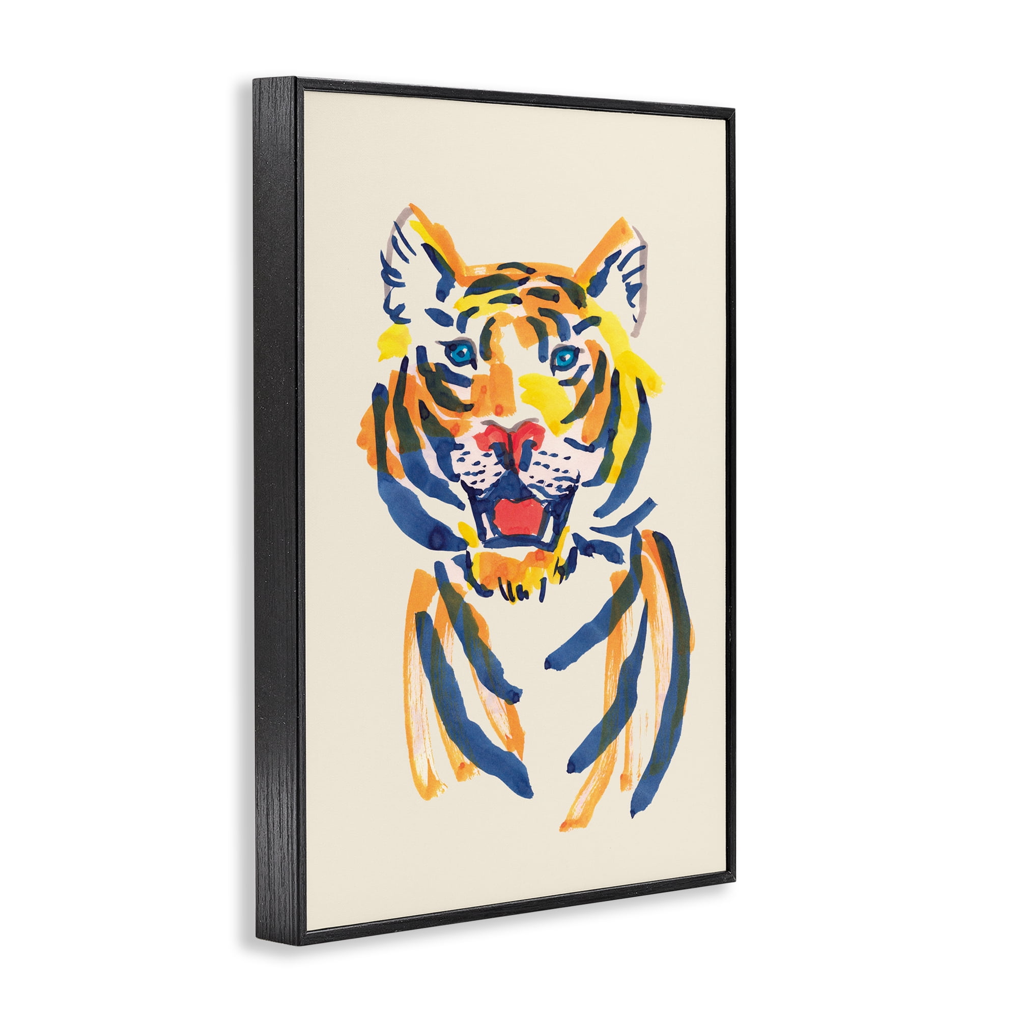 Tiger Roar Watercolor Black Framed Giclee Art, design by Karolina Sato