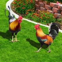 WHAMVOX  2 Pcs Outdoor Chicken Figurines Rooster Decorations Reliable Lawn