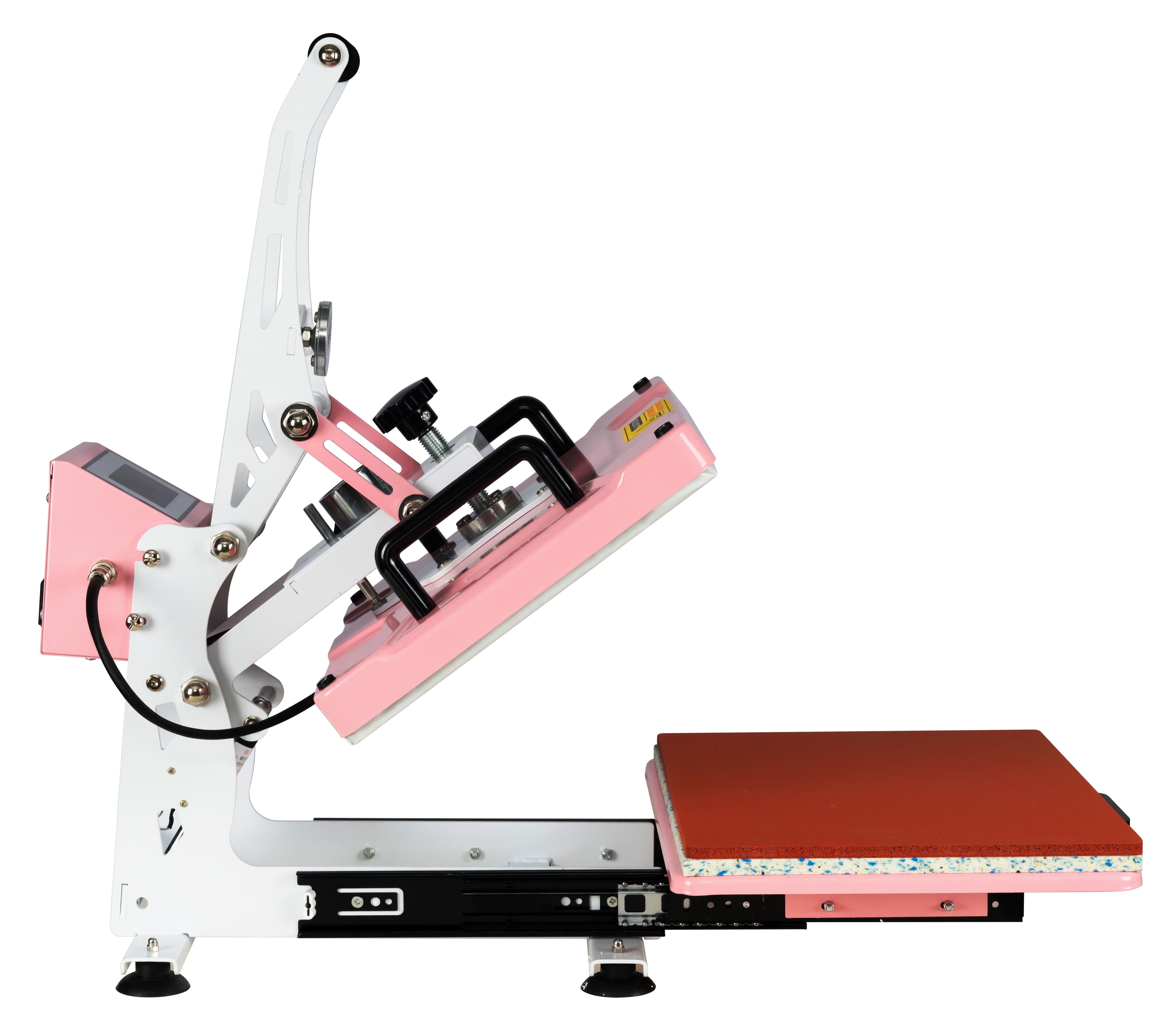 ACE-Machine,12"x15" Semi-automatic Heat Press Machine With Auto Open and Slide-out Base for Pure Cotton,Polyester,Chemical Fiber,Pearl Board,Metal Pendant,Mousepad,Vitrolite,Ceramics(Pink).