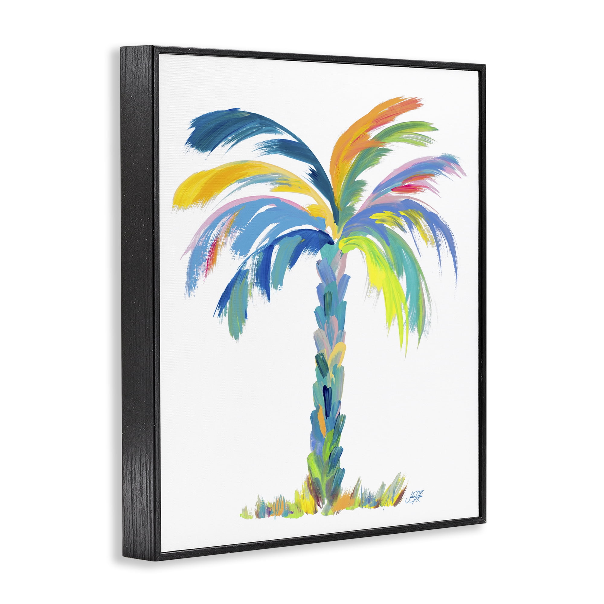 Stupell Industries Bold Brushed Palm Botanical & Floral Painting Black Framed Art Print Wall Art, 11 x 14