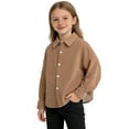 thumbnail image 2 of EnJoCho Toddler Long Sleeve Shirt Kids Corduroy Single Breaste𝖽 Lapel School Unifor𝗆 Unisex Spring Fall Casual Loose Tops Tshirts, 2 of 7
