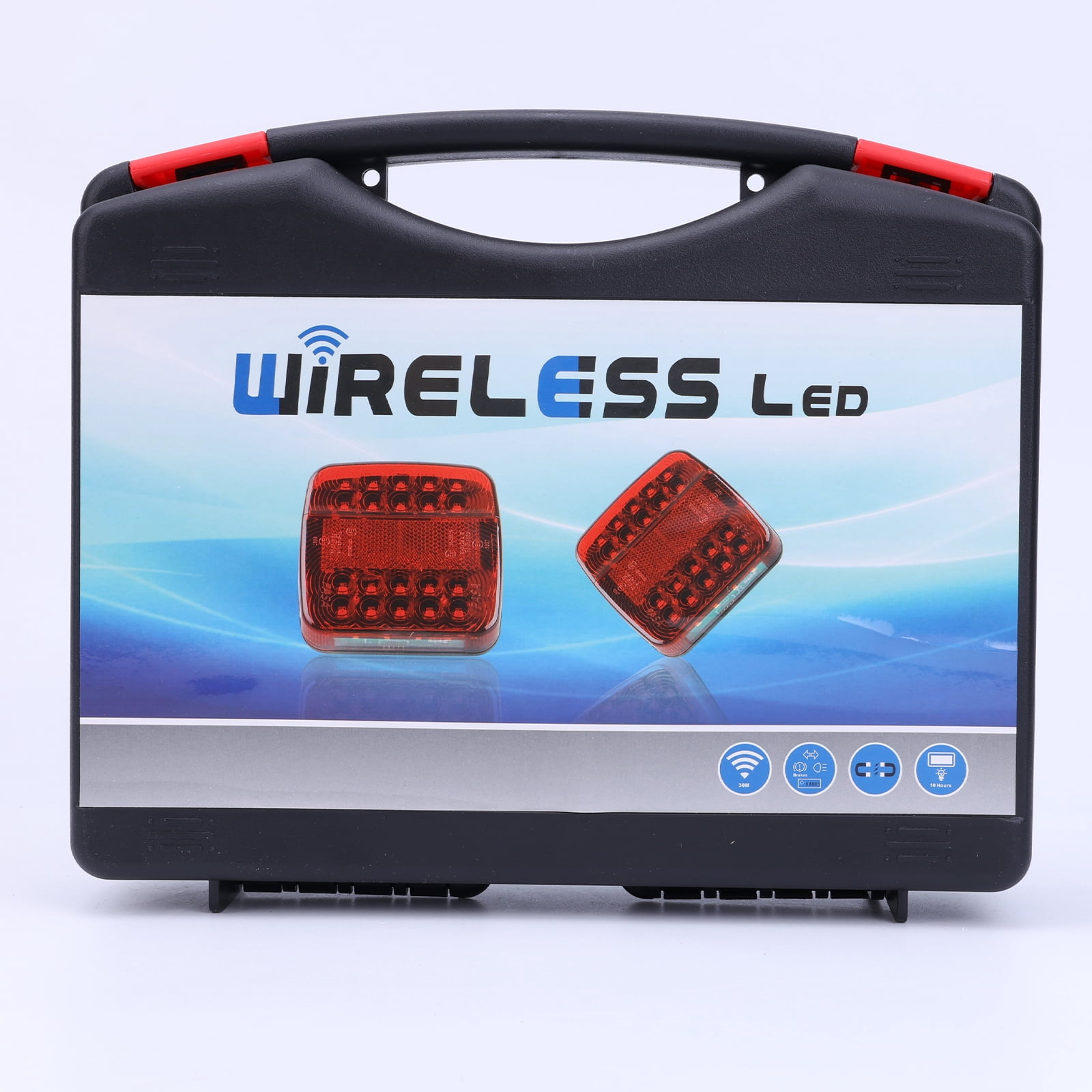 HUOEPU Wireless Trailer Lights with Magnetic Mount 2pcs IP65 Waterproof LED Stop Turn Tail Lights 5 Functions 10-Hour Battery 2.4GHz Signal for Truck RV Boat Trailer