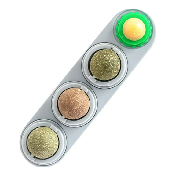 Catnip Balls Interactive Cat Toy - 4 Flavors Natural Plant Extract Chewable Lickable Snacks For Kittens, Wall-Sticking 360° Rotating Cat Toys To Ease Anxiety, Dental Health &