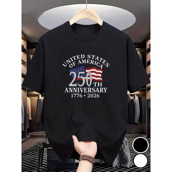 Patriotic USA 250th Anniversary T-Shirt United States 1776-2026 Semiquincentennial Celebration Graphic Tee Retro American Flag Apparel for Men Women Unisex
