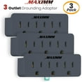 thumbnail image 4 of Maximm (3-Pack) 3 Outlet Grounding Adapter with Grounding Plug Grey, Turn 2-Prong Outlet to 3-Wire Grounding Outlets, ETL Listed, 4 of 6