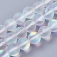 thumbnail image 1 of Synthetic Moonstone Beads Strands Holographic Beads Round Frosted Clear 6mm Hole: 1mm about 64pcs/strand 15.3 inch(39cm), 1 of 3