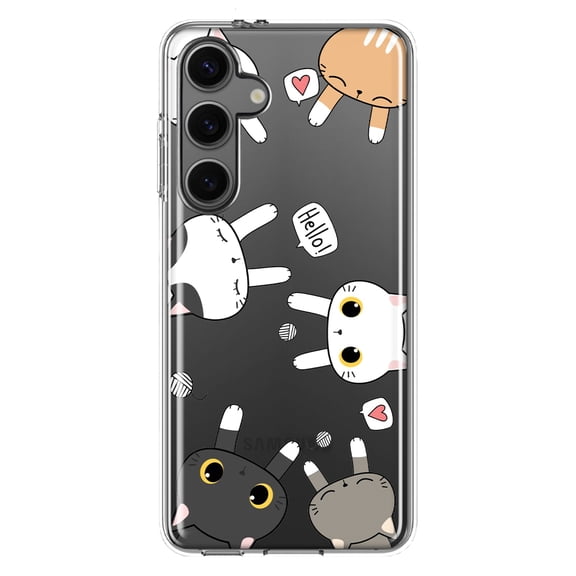 Mundaze - Case for Samsung Galaxy S24 Plus Slim Shockproof Hard Shell Soft TPU Heavy Duty Protective Phone Cover - Cute Cat Friends