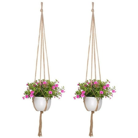 

2PCS 47 Inches Plant Flower Hanger Macrame Jute for Indoor Outdoor Ceiling Deck Balcony Round and Square Pots