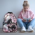 thumbnail image 2 of Aplkyhs School Backpack for Students 6-18 Ergonomic Padded Adjustable Straps Large Capacity Water Resistant Book Bags for Kids Elementary Middle High School Horse Pink Flower, 2 of 7