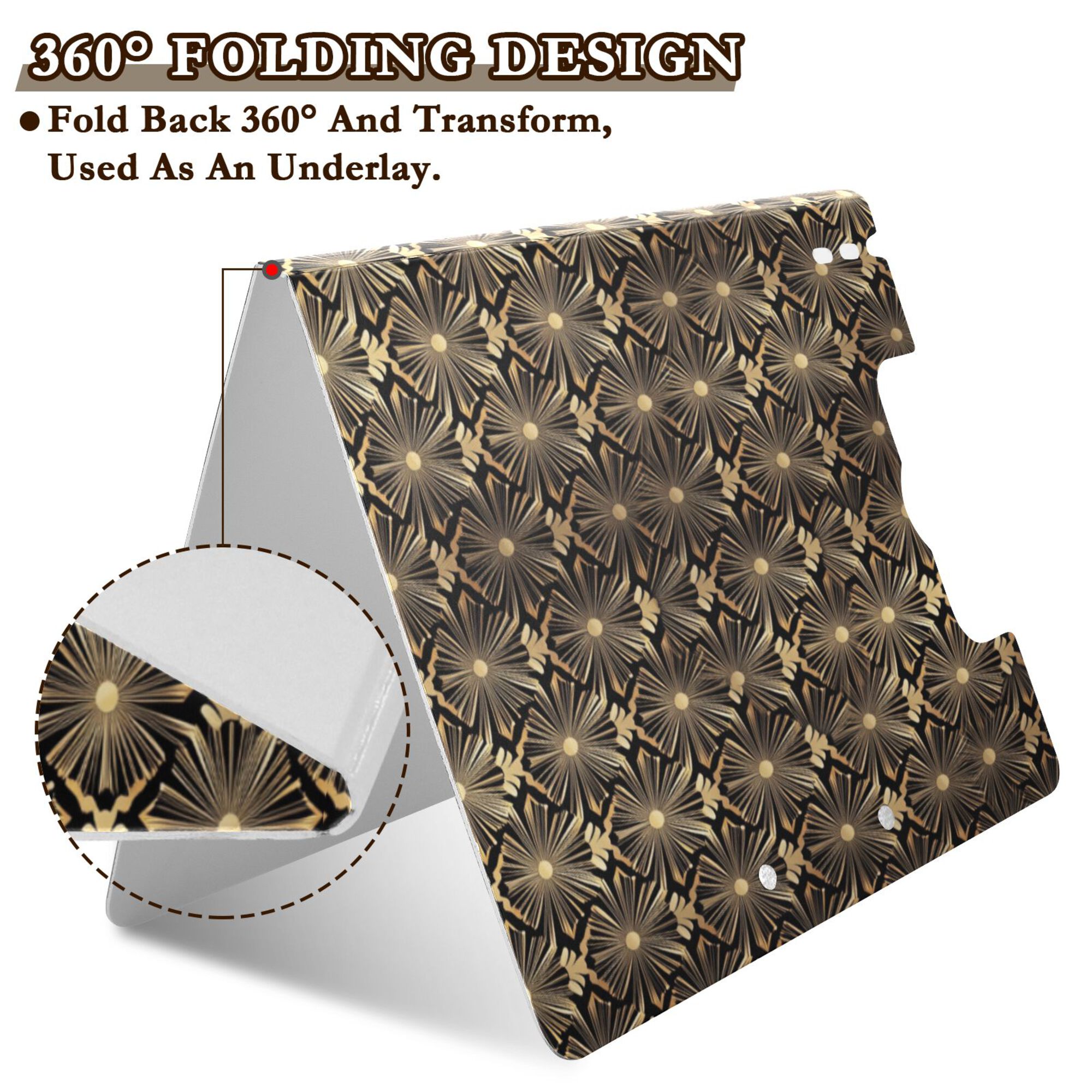 FORMRS A4 Clipboard Folder with Pen Holder Horizontal Foldable School Office Binder, Black Floral Pattern