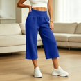thumbnail image 5 of Endives Capri Pants for Women High Waist Stretchy Pull On Loose Walking Pants With Side Pockets Lightweight Straight Leg Crop Pants, 5 of 6