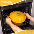 thumbnail image 3 of Olla holandesa de hierro fundido esmaltado Nuovva con tapa, antiadherente, de 6.4 cuartos de galón, resistente y apta para horno hasta 260 °C (500 °F), para hornear pan, estofar, guisar y asar, 28 cm,, 3 of 5