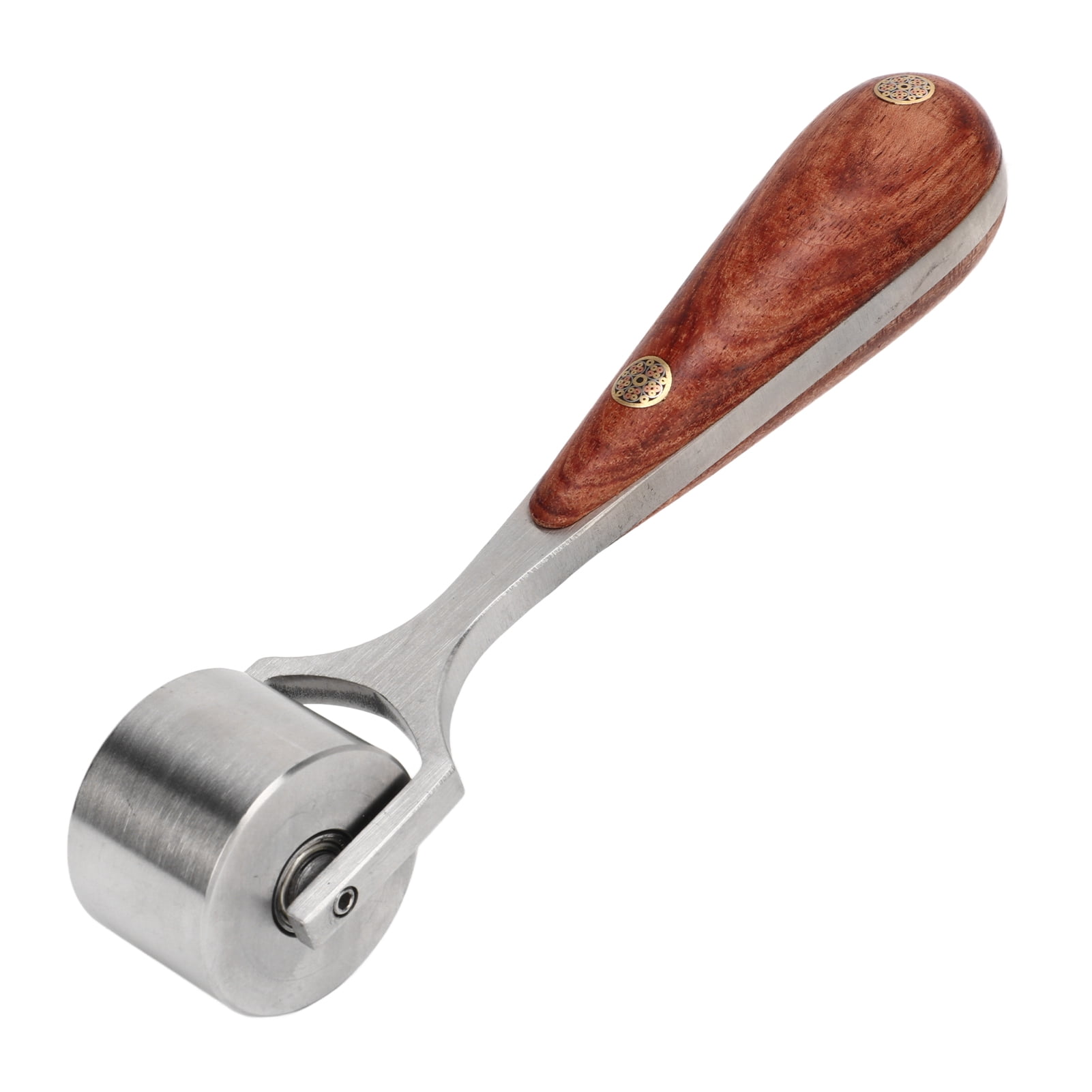 NFTIGB Leather Press Edge Roller Tool with Rosewood Handle & Stainless Steel Wheel, 1-Inch Head, Heavy-Duty Handheld Flattener for DIY Leathercrafting, Gluing, and Stitching Projects